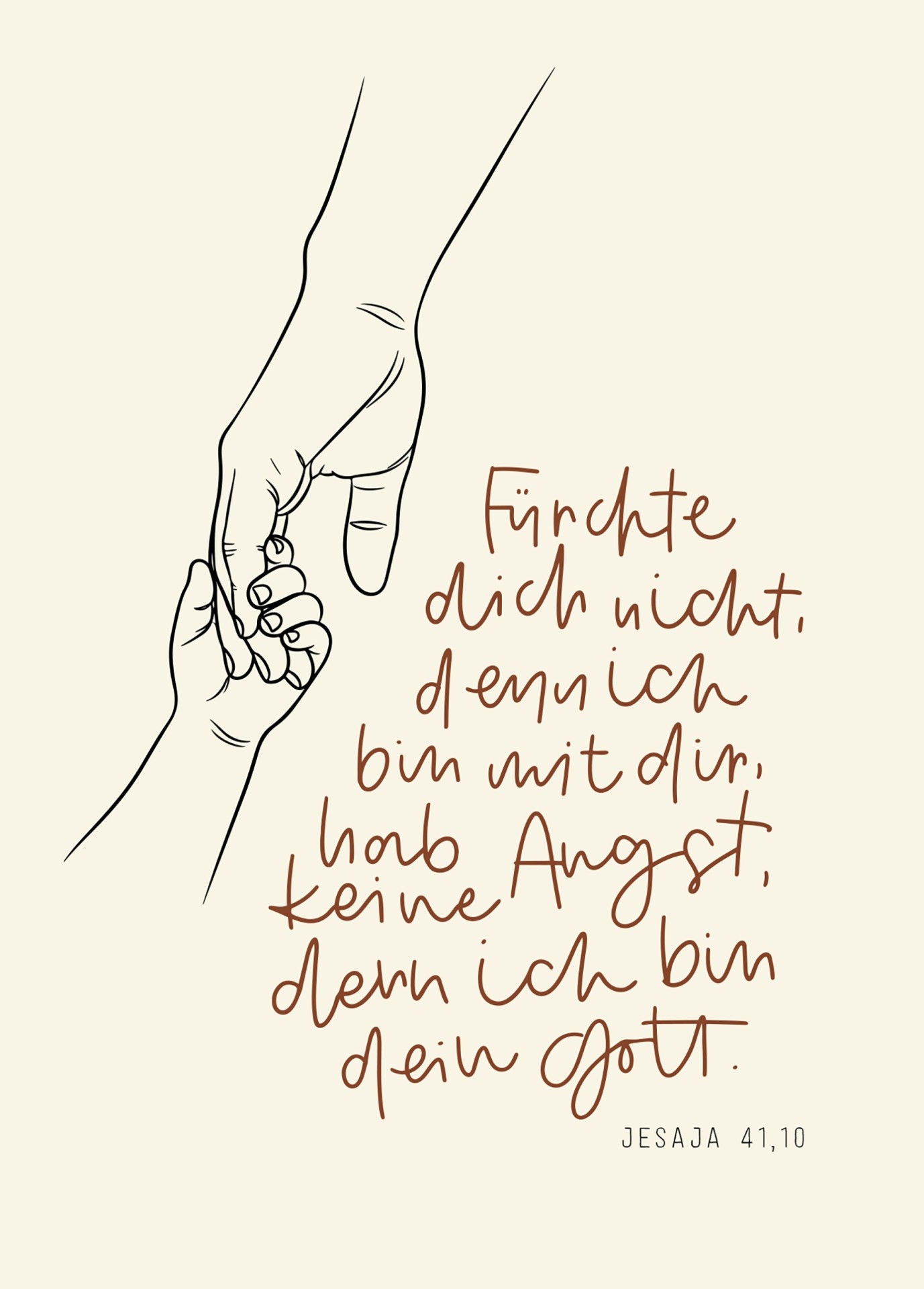 Jahreslosung 2027 - Postkarte "Hand" beige