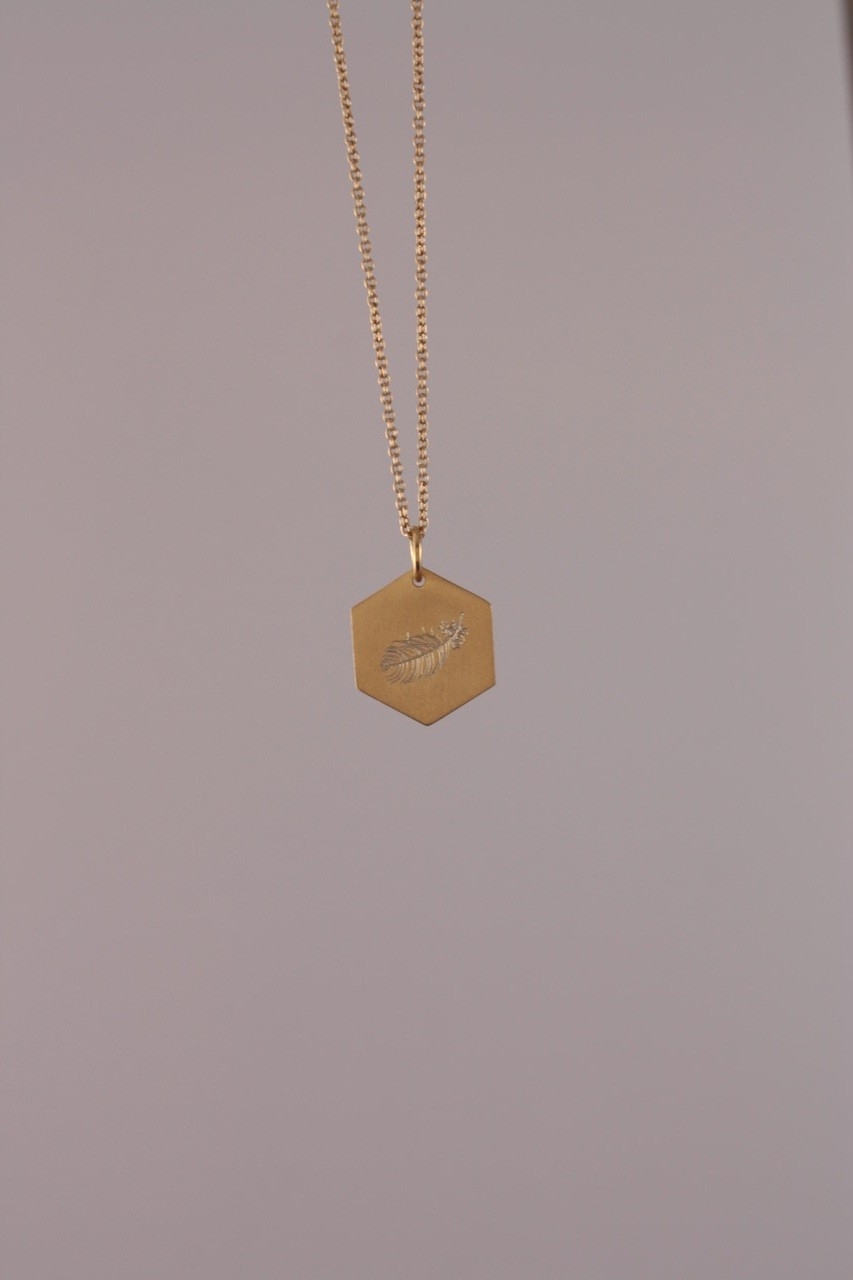 Kette mit Anhänger "Feder" Silber vergoldet