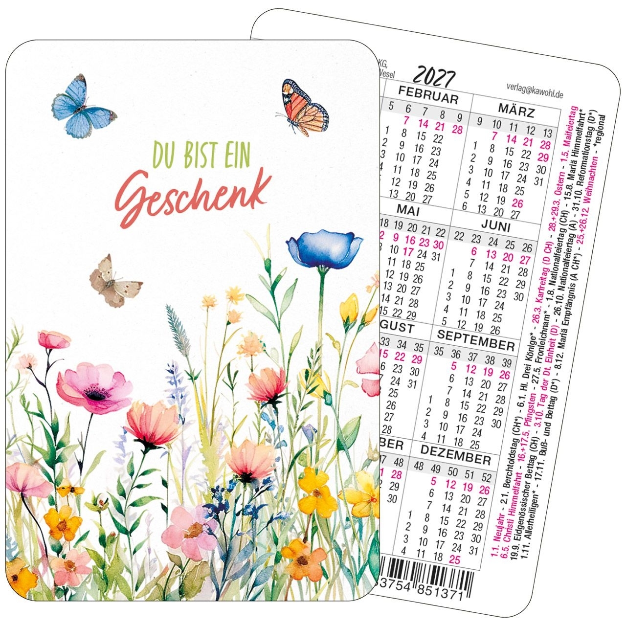 Spielkartenkalender 2027 "Du bist ein Geschenk"