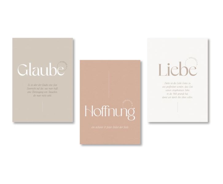 Poster A3 "Glaube, Hoffnung, Liebe" - 3er Set
