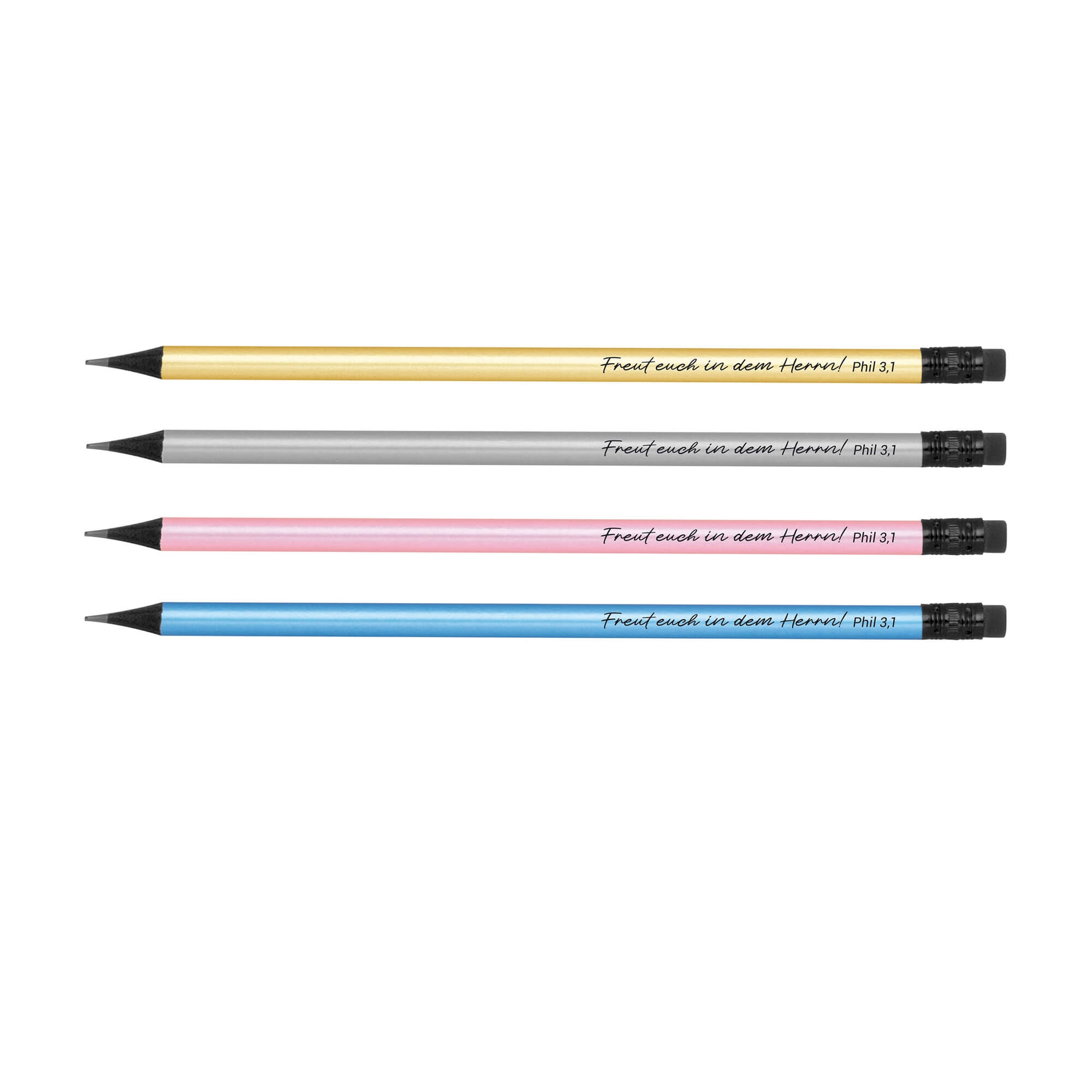 Bleistift mit Radiergummi in Metallic-Farben "rosa"