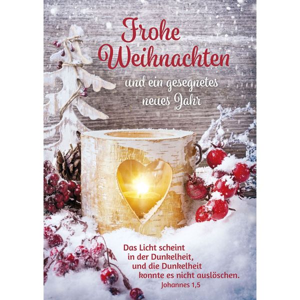 Postkarten: Frohe Weihnachten - Joh.1,5, 4 Stück