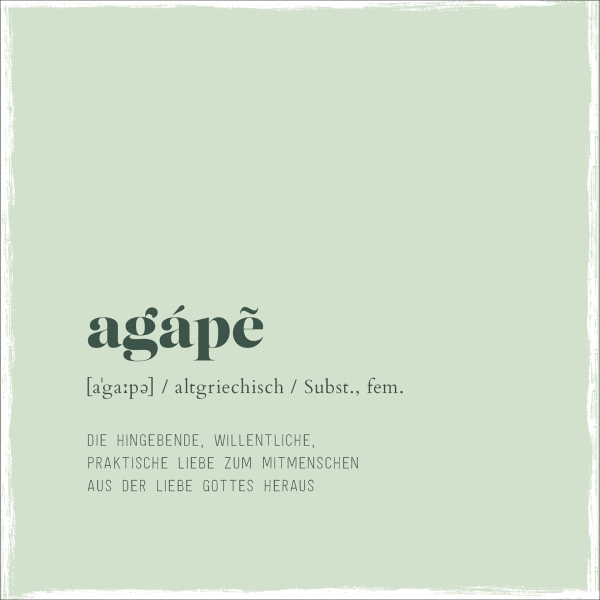Holzschild quadratisch - agápè (grün)