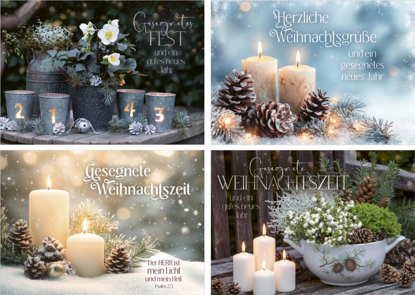 Minikarten Weihnachten "Kerzenmotive" - 12 Stück