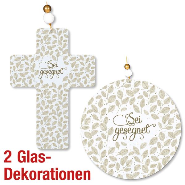 Spar-Paket: Glas-Dekorationen "Sei gesegnet"