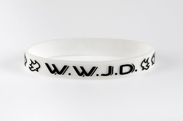 Armband "W.W.J.D. - Taube - What would Jesus do?- weiß