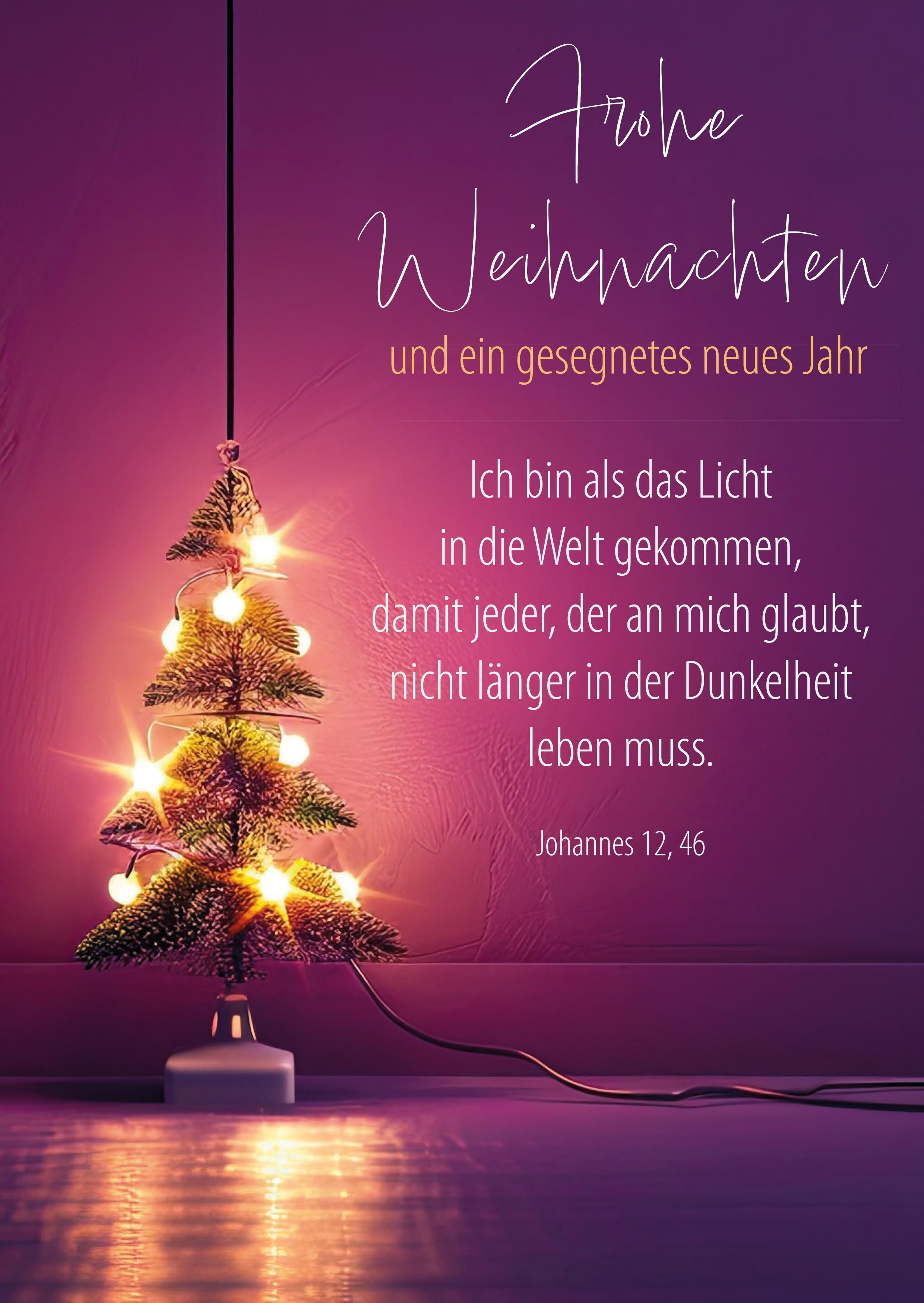 Faltkarte "Frohe Weihnachten" Johannes 12,46