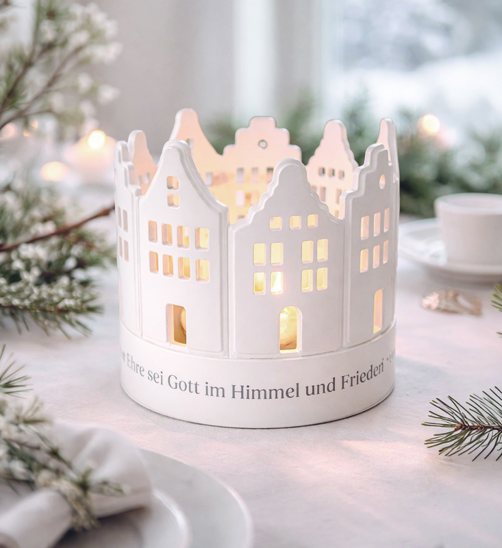 Weihnachtszeit – Windlicht aus Porzellan
