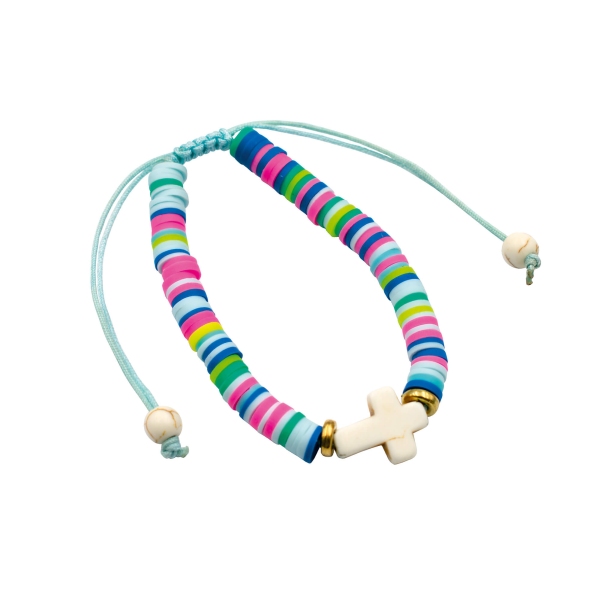 Armband "Kreuzperle" - hellblau