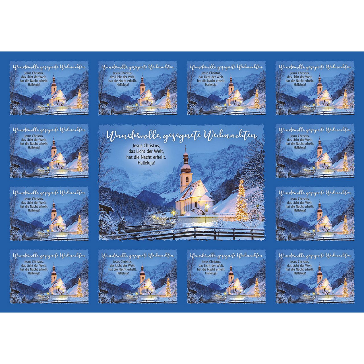 Aufkleber-Gruß-Karten: Wundervolle, gesegnete Weihnachten 4 Stück