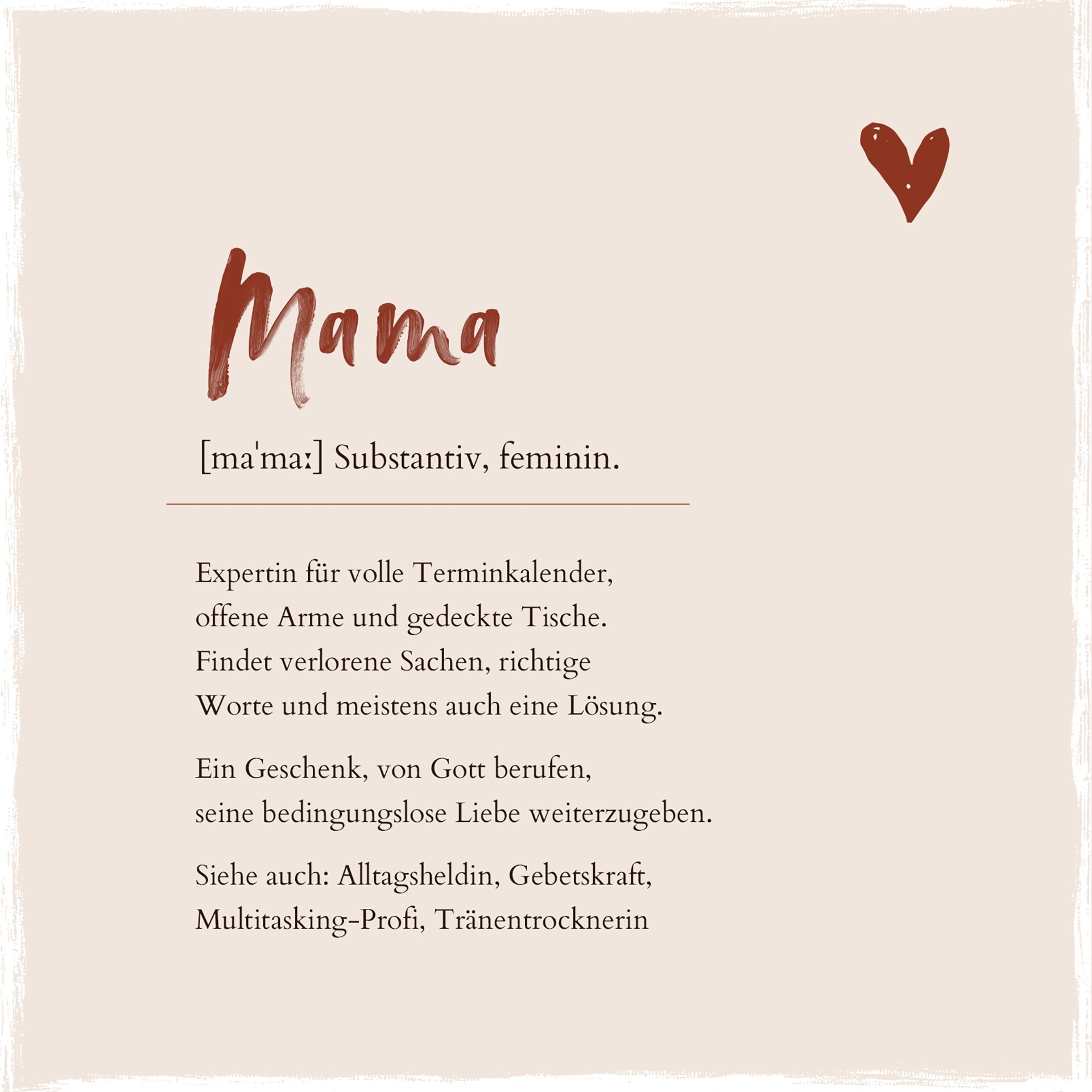Holzschild quadratisch - Mama (Definition)