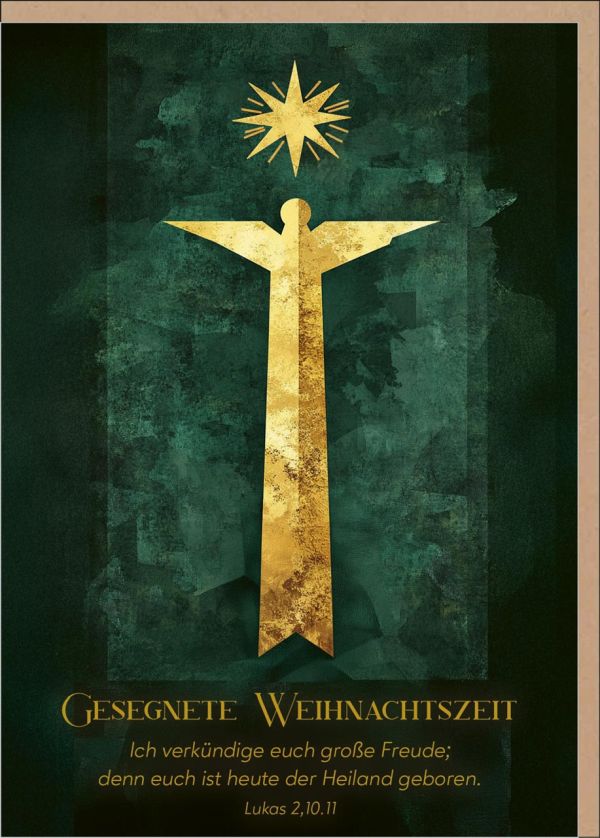 Faltkarte "Gesegnete Weihnachtszeit" - Stern/Kreuz