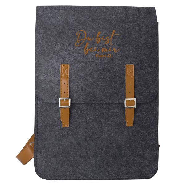 Rucksack Filz "Du bist bei mir" - dunkelgrau