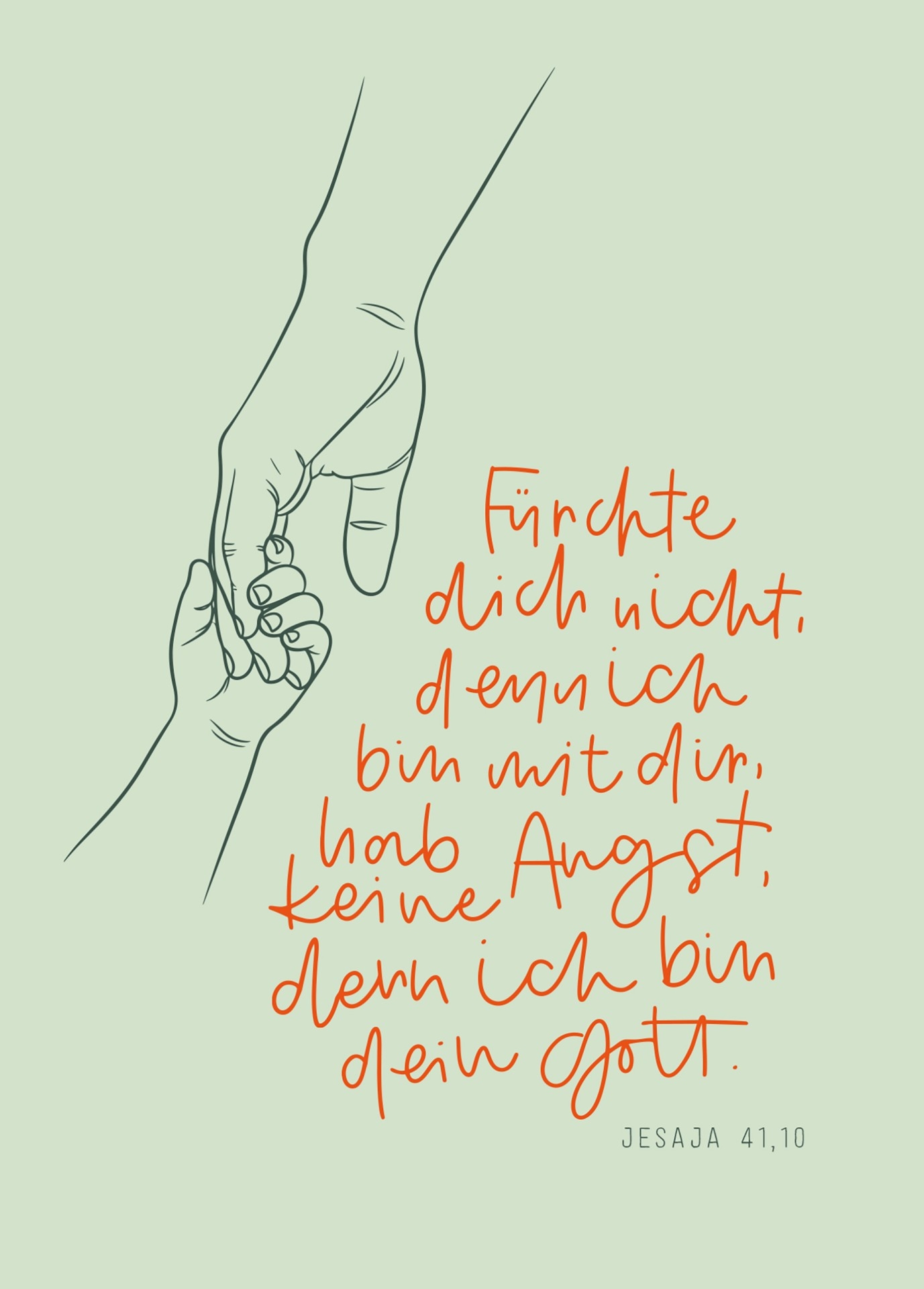 Jahreslosung 2027 - Postkarte "Hand" grün