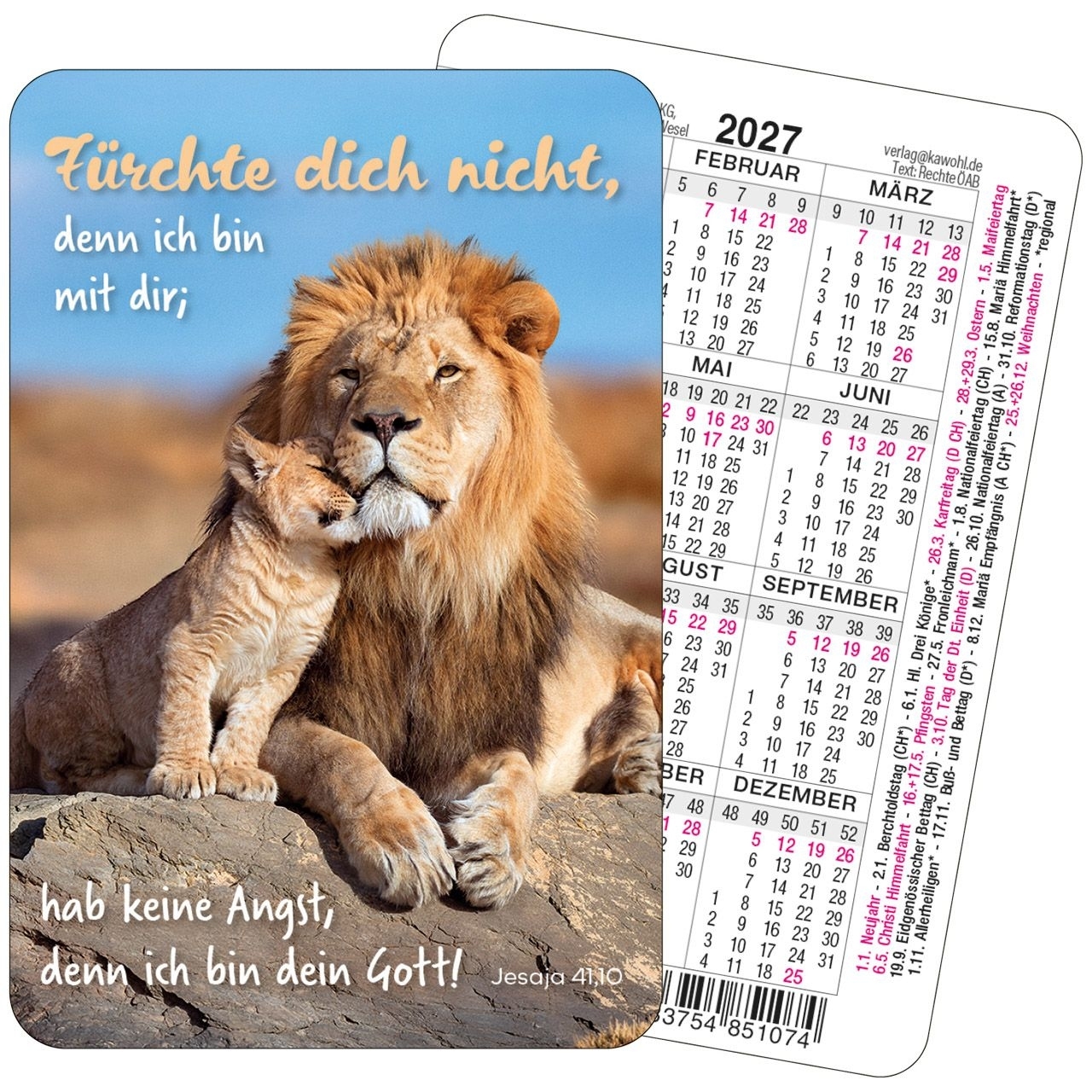 Jahreslosung 2027 - Spielkartenkalender Tier