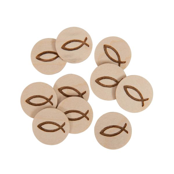 Einkaufswagenchip Holz "Fisch" - 10er Pack